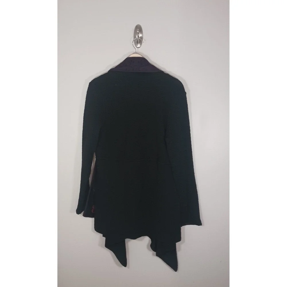 Simply Natural Alpaca Blend Embroidered Cardigan Women's L Asymmetrical Peru